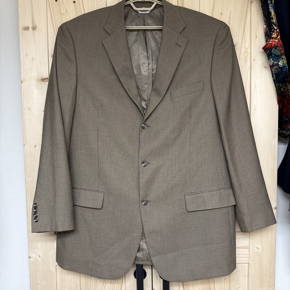 Linea Uomo Blazer Mens 48 Xtra Long Poly Wool 3 Button Sports Coat Jacket Brown